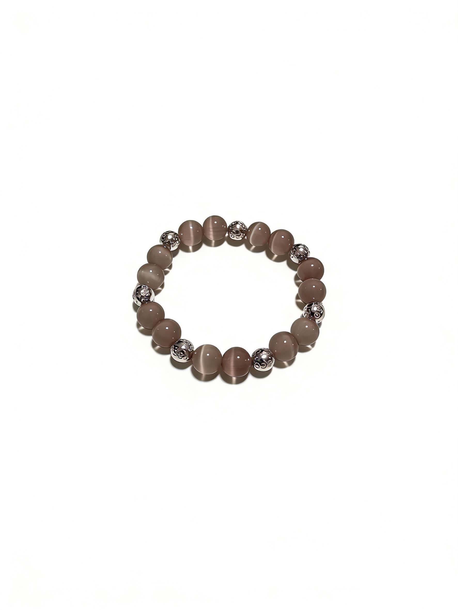 Tiffany & Co Elegant Brown Agate Beaded Bracelet with Silver Accents Tiffany & Co Elegant Brown Agate Beaded Bracelet with Silver Accents